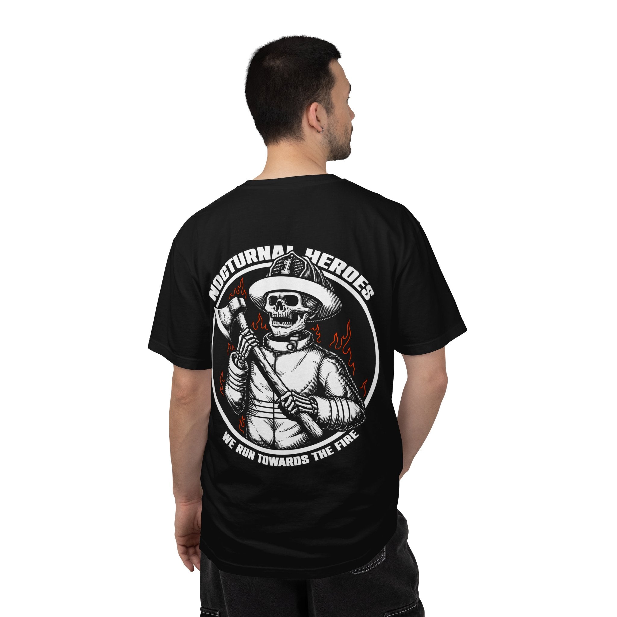 Nocturnal Heroes Firefighter Skull Graphic ("We Run Towards the Fire")